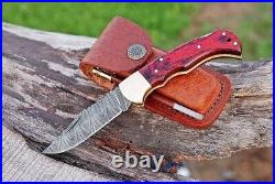 10-Pcs Custom Handmade Damascus Steel Backlock Folding Pocket Knife groomsmen