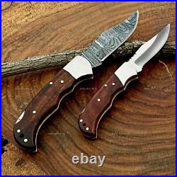 10-Pcs Handmade Damascus+Tool Steel LOCKBACK Folding Pocket Knife GROOMSMEN GIFT