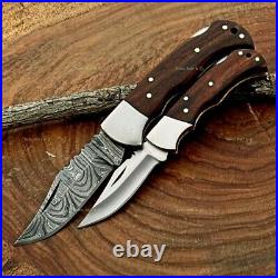 10-Pcs Handmade Damascus+Tool Steel LOCKBACK Folding Pocket Knife GROOMSMEN GIFT