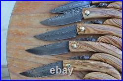 10 damascus 100% handmade beautiful folding knife From The Eagle CollectionAKp90