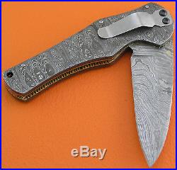 100% Handmade Full Damascus Steel Belt Clip Folding Knife Liner Lock FS321Z-2