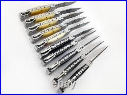 10Pcs SHARDBLADE Custom Handmade Damascus Steel Hunting Folding Knife+SHEATH