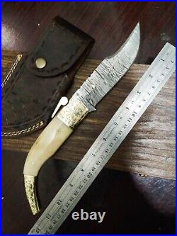 11 Inch Folding Knife with Rampuri Ratchet, Pocket Knife, Damascus Folding Knife