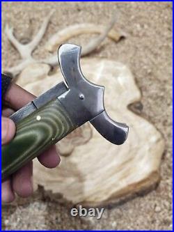 13.5 Green Handle Folding knife Italian Milano Stiletto Spring Assisted Folding
