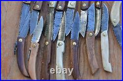 15 damascus real handmade beautiful folding knife From The Eagle Collection 1056