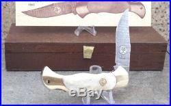 1985 Boker Annual 300 Layer Damascus ANTIQUE BONE Folding Knife, BEYOND RARE