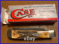 1989 Case XX Beautiful Stag Mint Damascus Trapper Knife 5254 D Old style Shield