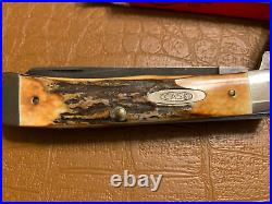 1989 Case XX Beautiful Stag Mint Damascus Trapper Knife 5254 D Old style Shield