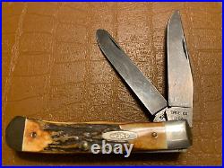 1989 Case XX Beautiful Stag Mint Damascus Trapper Knife 5254 D Old style Shield