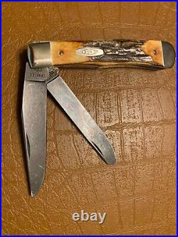 1989 Case XX Beautiful Stag Mint Damascus Trapper Knife 5254 D Old style Shield