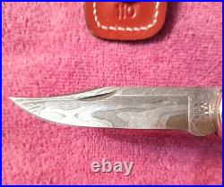 1990 Buck 110 X USA Folding Hunter knife Damascus Stag Handle 110X & Sheath NOS