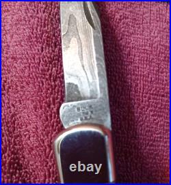 1990 Buck 110 X USA Folding Hunter knife Damascus Stag Handle 110X & Sheath NOS