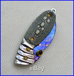 2 Pcs Custom Handmade Mini Folding Knife Color Damascus Stingray Leather Handle
