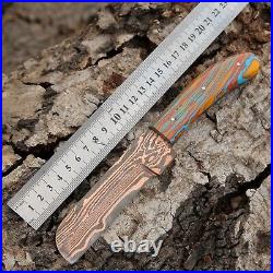 2 pic Beautiful Copper Damascus handmade 10 inches knife stone handle