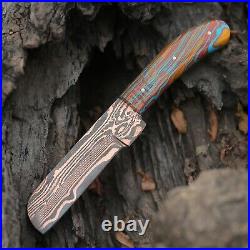 2 pic Beautiful Copper Damascus handmade 10 inches knife stone handle