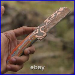 2 pic Beautiful Copper Damascus handmade 10 inches knife stone handle