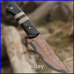 2 pic Copper Damascus handmade 10 inches knife with beautiful leather sheath
