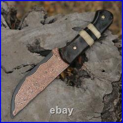 2 pic Copper Damascus handmade 10 inches knife with beautiful leather sheath