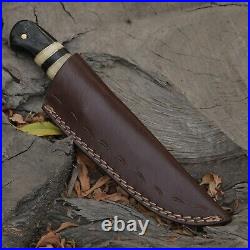 2 pic Copper Damascus handmade 10 inches knife with beautiful leather sheath