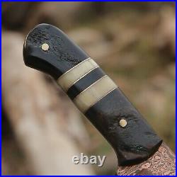 2 pic Copper Damascus handmade 10 inches knife with beautiful leather sheath