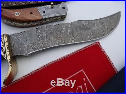 2 x 8 Folding & 13 DAMASCUS Hunting Knives Knife Leather Sheath Hade made