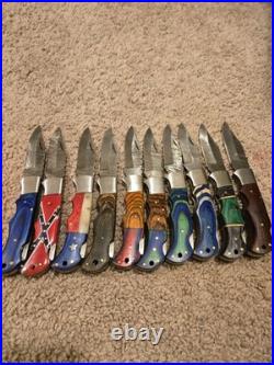 20 PCS Custom LOT OF Mix HANDLE FOLDING KNIFE WITH SHEATH