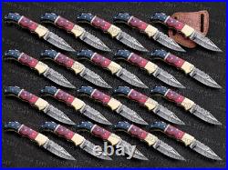20 PCS Damascus Steel Folding Knives Set, Razor Sharp Knives For Collectors