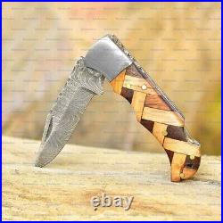 20-PCS Handmade Damascus Steel LOCKBACK Folding Pocket Knife GROOMSMEN GIFT BB15