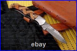 20-PCS Handmade Damascus Steel LOCKBACK Folding Pocket Knife GROOMSMEN GIFT BB15