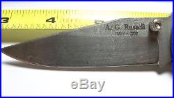 2002 Ag Russell Stag Damascus Lock Blade Folding Pocket Knife