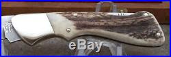 2002 Boker Annual 300 Layer Damascus Stag Folding Knife, Highly Collectible