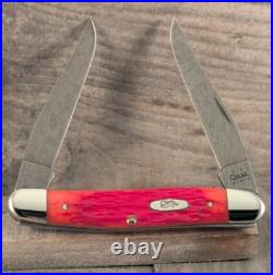 2002 Case XX Beautiful Choice Red Jigged Bone 4 Damascus Muskrat Knife DAM