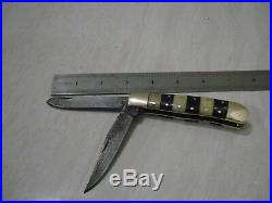25 Pcs Lot Handmade Double Blade Damascus Pocket Folding Hunting Knife sheath