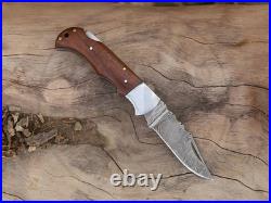 25 Pcs of Handmade Damascus Steel Folding Knives Rosewood Pocket knife with Pouch