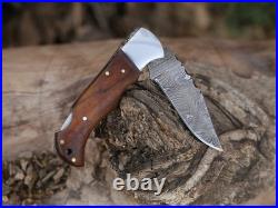 25 Pcs of Handmade Damascus Steel Folding Knives Rosewood Pocket knife with Pouch