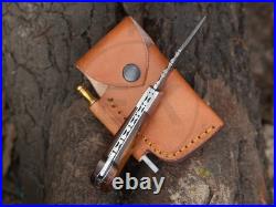 25 Pcs of Handmade Damascus Steel Folding Knives Rosewood Pocket knife with Pouch