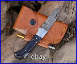 25 Pcs of Handmade Damascus Steel Folding Pocket Knives Black wood Handle knife