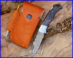 25 Pcs of Handmade Damascus Steel Folding Pocket Knives Black wood Handle knife