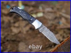 25 Pcs of Handmade Damascus Steel Folding Pocket Knives Black wood Handle knife