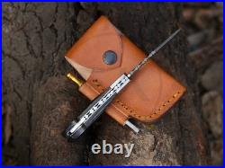 25 Pcs of Handmade Damascus Steel Folding Pocket Knives Black wood Handle knife