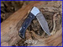 25 Pcs of Handmade Damascus Steel Folding Pocket Knives Black wood Handle knife