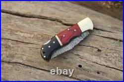 25 pcs LOT, Custom Handmade Damascus Steel Back Lock Folding Pocket Knife, Mixed