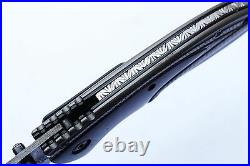 3.3Damascus Blade Handmade Folding Knife/Liner Lock, Clip, Filework, -UDK-A44-07