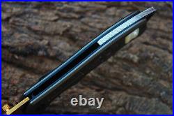 3.4-Titanium Coated Damascus Blade Custom Folding Knife withLiner Lock-US-104