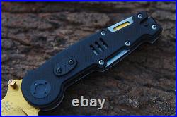 3.4-Titanium Coated Damascus Blade Custom Folding Knife withLiner Lock-Udk-106