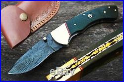 3.4 Titanium Coated Damascus Blade Folding Knife withFine Lenin Micarta-UDK-223