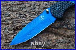 3.4Titanium Coated Damascus Blade Custom Folding Knife with Liner Lock -udk-110