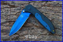 3.4Titanium Coated Damascus Blade Custom Folding Knife with Liner Lock -udk-110