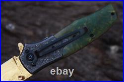 3.4Titanium Coated Damascus Blade Custom Folding Knife withLiner Lock -udk-7