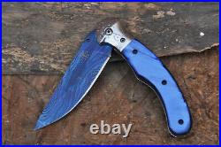 3.5Titanium Coated Damascus Blade Folding Knife withKerinite, Liner Lock-US-41
